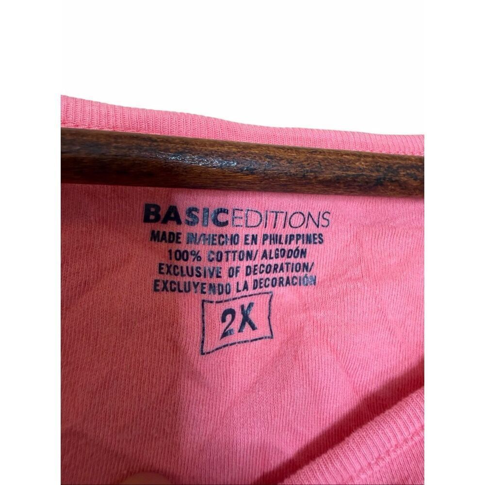 Basic Editions Embroidered Sunglasses Beach Short Sleeve T-Shirt Pink Size 2X - Picture 5 of 7